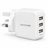 RAVPower Prime 30W 3-Port Wall Charger White UK Plug