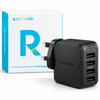 RAVPower Prime 40W 4-Port Wall Charger UK Plug Black