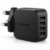 RAVPower Prime 40W 4-Port Wall Charger UK Plug Black